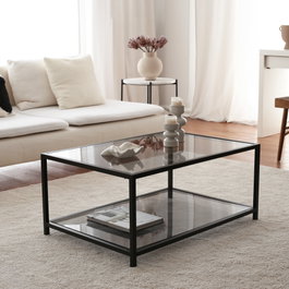 Hanah Home Mesa de Centro Astro con Cristal Templado Ahumado